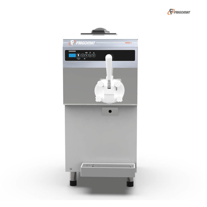 Frontansicht mit eingeschalteten Display der Frigomat Softeismaschine Kiss 1