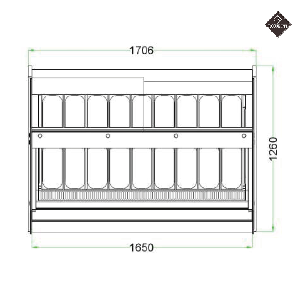 Technische Grafik 18 Eiswannen Speiseeisvitrine R10 Bemaßung