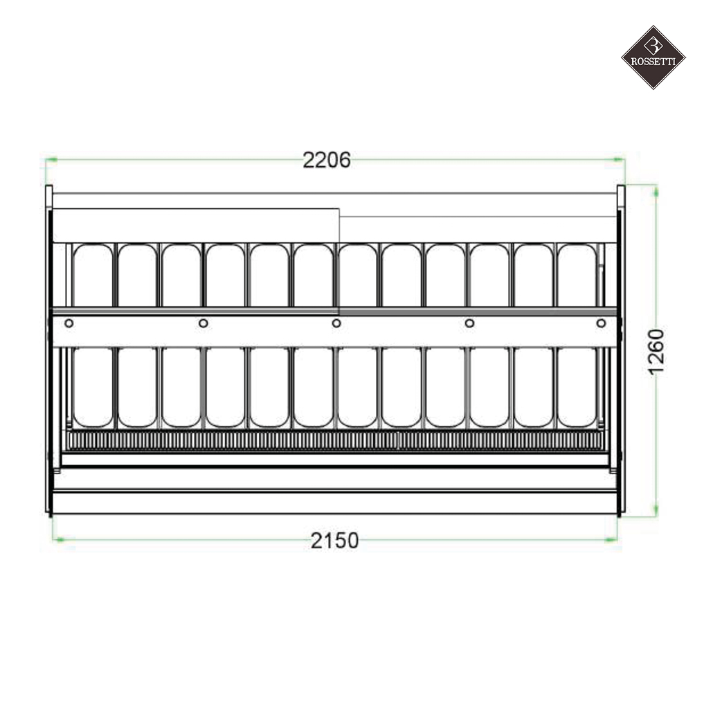 Technische Grafik 24 Eiswannen Speiseeisvitrine R10 Bemaßung