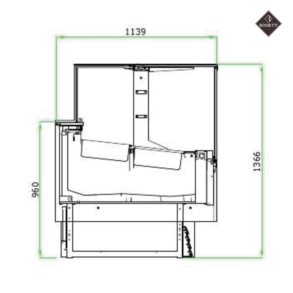 Technische Grafik Eisvitrine Bridge 1350